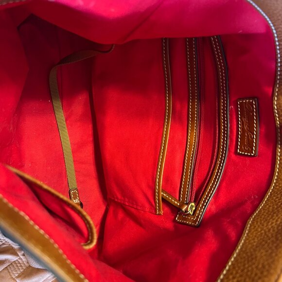 Dooney & Bourke Pebbled Hobo Bag – Red Lining, Gold Accents, Studded Bottom - Picture 10 of 13